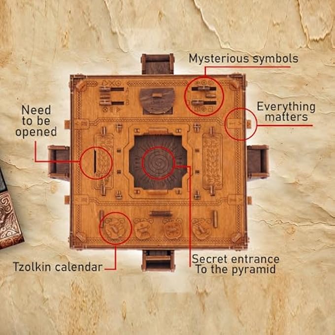 INCA PYRAMID PUZZLE BOX - 3D ESCAPE ROOM PUZZLE FOR ADULTS - DIY PYRAMID PUZZLE WITH HIDDEN COMPARTMENTS & MECHANICAL PUZZLES - 167 LASER-CUT PIECES, REPLACEMENT PARTS & BIRCH WOOD - Image 2